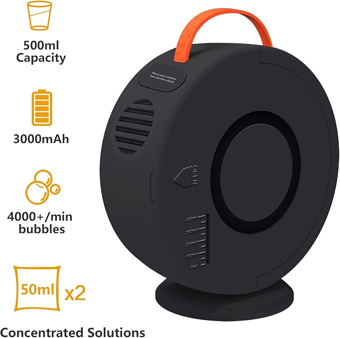 Bubble Machine Automatic Bubble Blower for Kids Toddlers Rechargeable Battery Portable Bubble Maker Electric Bubble Machine Auto Rotating 90°/360° Outdoor Toy for Birthday Party Wedding
