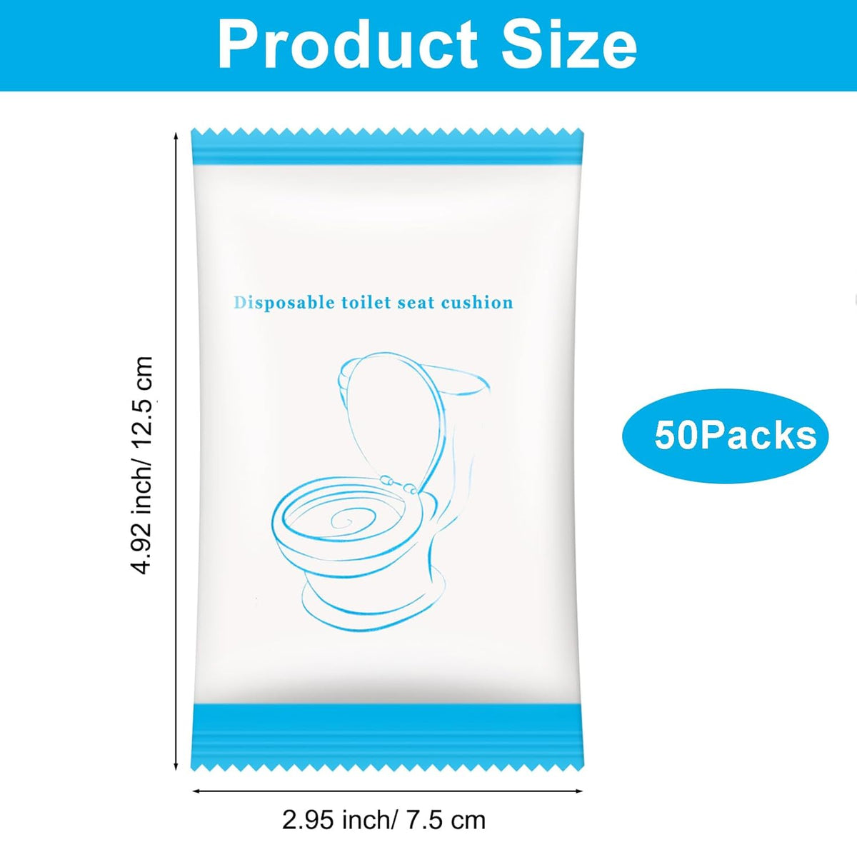 50 Pack Disposable Toilet Seat Cover Waterproof Non-Woven Fabric, Disposable Toilet Seat Covers for Travel, Disposable Seat Covers for Outing Hotel Hospital Public Toilet (Individual Package)