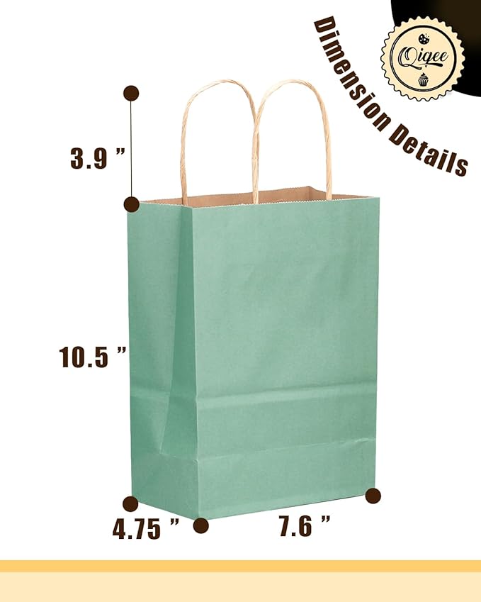 qiqee 32-Packs Light Blue Paper Gift Bags with Handles Bulk Medium Size Gift Bags Multiple Uses