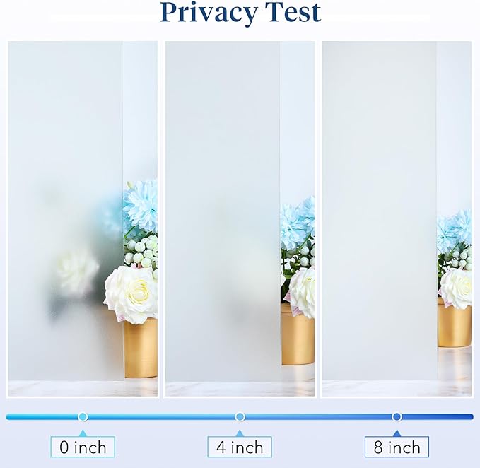 Haton Window Privacy Film Frosted Glass for Bathroom, Static Cling UV Sun Blocking Window Clings, Opaque Decorative Coverings Removable Sticker Heat Control Tint for Home Door, Pure 23.6" x 118.1"