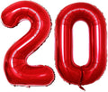 GOER Number 20 Balloons for 20th Birthday Party Decorations,42 Inch Jumbo Foil Helium Balloons for 20th Anniversary (Red)