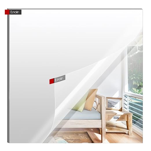 Enoin 1Pack 12 x 12 Inch Silver Mirror Acrylic/Plexiglass Sheet 0.118'' 1/8'' Thick, Non Glass Safety Reflective Mirror Sheet Laser Board Panel for Home and Commercial Use, DIY Craft, Wall Decor