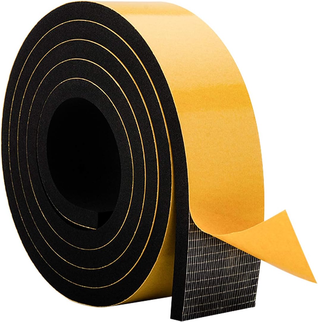 Neoprene Foam Weather Stripping, 2 Inch Wide X 3/8 Inch Thick, Door Jamb Seal Strip with Adhesive Backing for Doors & Windows, Total 6.5 Feet Long