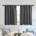 RYB HOME Short Blackout Curtains for Kitchen, Solid Half Window Treatment for Bedroom Energy Saving Privacy Shade for RV Camper Bathroom Basement, W42 x L30 inches, Grey, 2 Panel Set