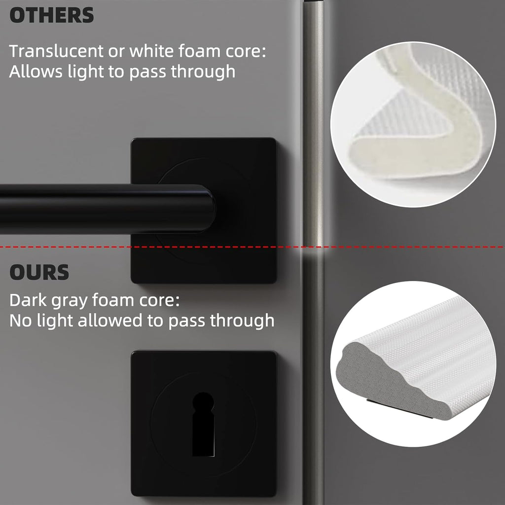 3Pcs×196" Wedge Weather Stripping Door Seal Strip for Door Frame & Window,Self Adhesive Window Insulation Draft Stopper Seal for Winter,Gray Foam Door Gap Filler for Soundproofing Light Blocker,White
