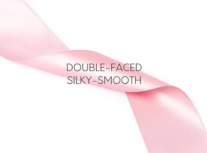 Pink Satin Ribbon 2.5 Inch Double-Faced Valentines Ribbons for Flower Bouquet Gift Wrapping Party Decor Wedding Invitation DIY Craft, 25 Yards