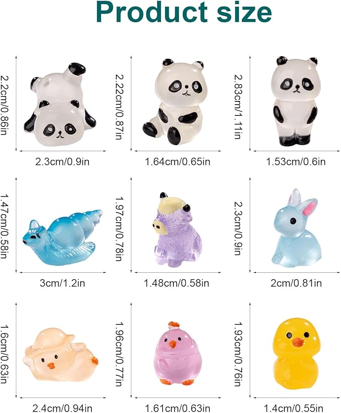110 Pack Mini Animals Tiny Animal Figurines Bulk for Miniature Glow in Night Dollhouse Decor Accessories Garden Aquarium Potted Ornament Party DIY Charms Office Classroom Activity to Hide