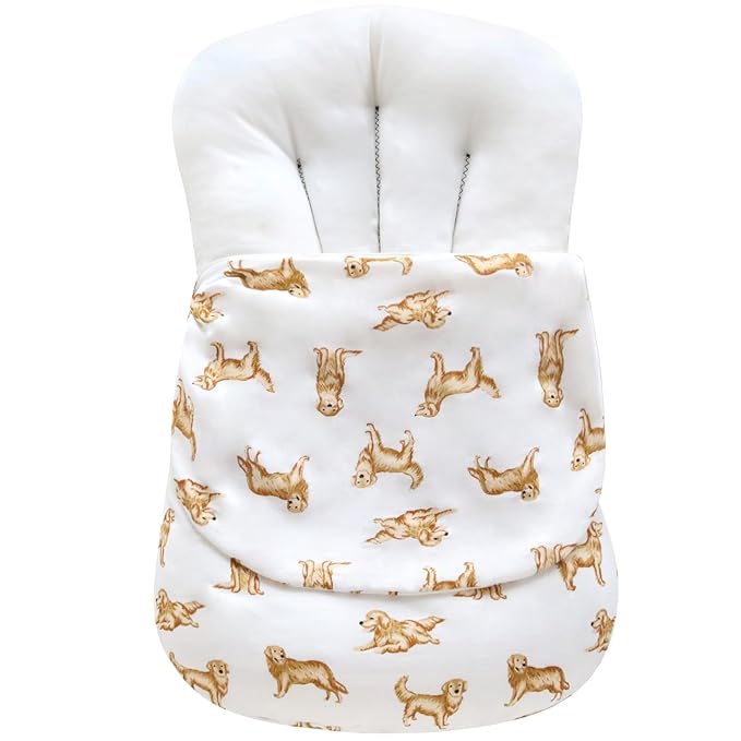 LifeTree Muslin Baby Lounger Cover, Newborn Slipcover Lounger Cover for Boys Girls Infant, Soft 70% Viscose from Bamboo and 30% Cotton, 1 Pack Cover Only, GoldenRetriever Pattern