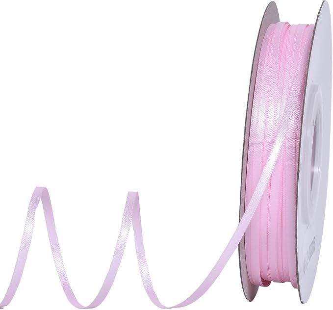 YAMA Light Pink Double Faced Satin Ribbo 1/8 Inch 100 Yards Baby Pink Thin Ribbon for Gift Wrapping Crafts Bows Wedding Party Decoration