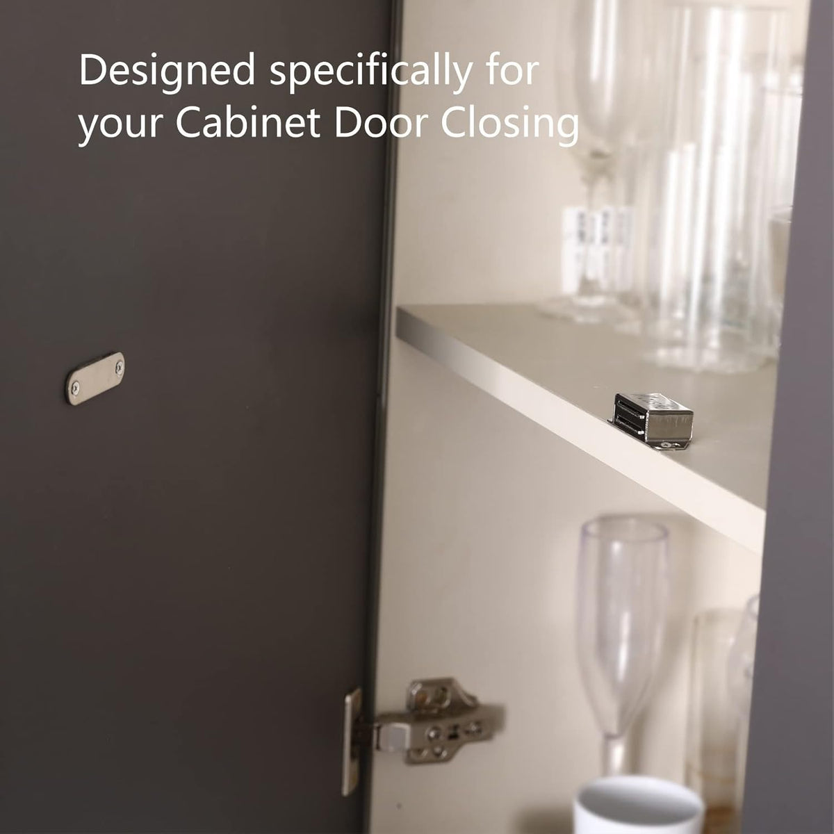 Mousike Cabinet Magnets 30lb Stainless Steel Magnetic Door Catch with Strong Magnetic for Kitchen Cupboard Wardrobe Closet Cabinet Door Drawer Latch (2.1"(Silver 12 Pack))