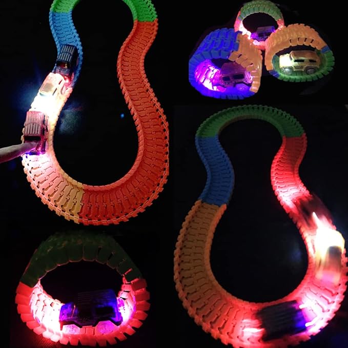Tracks Cars Replacement with LED Light Glow Car Toys, Glow in The Dark, Race Cars Track Compatible with Car Tracks Toys for Kids for Boy Girl Age 3-12 Years Old(3PCS)