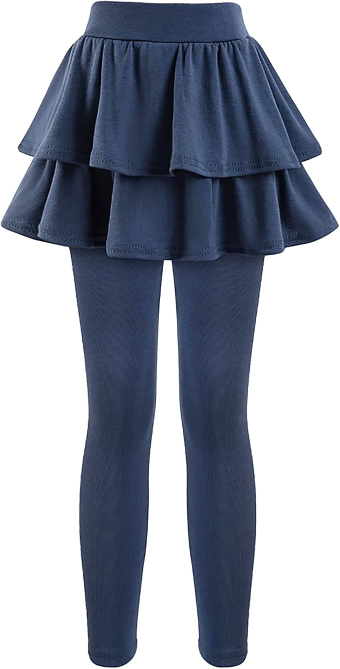 Girls School Uniform Pants Leggings with Skirts Stretch Warm Jegging 4-12 Years