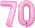 GOER Number 70 Balloons for 70th Birthday Party Decorations,42 Inch Jumbo Foil Helium Balloons for 70th Anniversary (Light Pink)