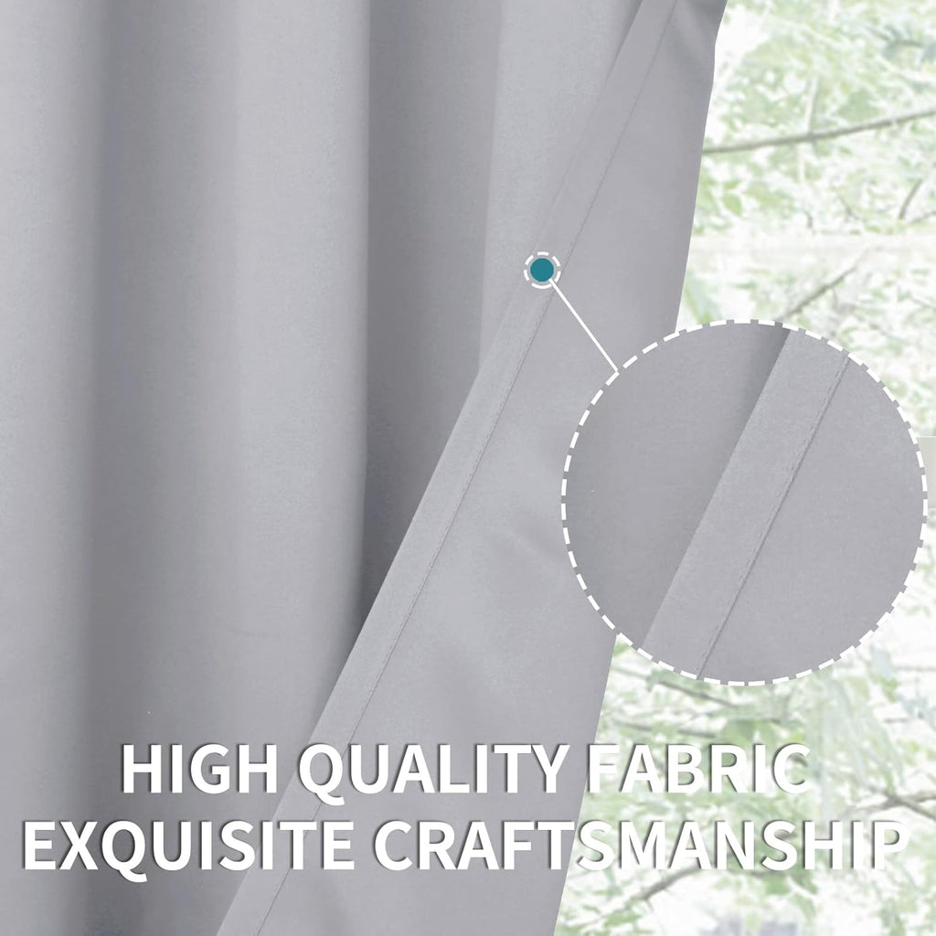 BGment Light Grey Blackout Curtains 30 Inches Long for Kitchen Cafe Window - Half Window Drapes with Rod Pocket Small Curtain Privacy for Rv Camper Bathroom, 2 Panels, 34 x 30 Inch