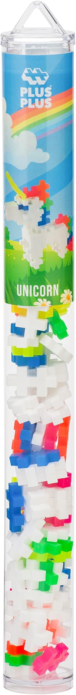 Plus Plus 3D Figure Building Block Set, Fun Stem Toys for Kids, 70 Interlocking Pieces - Unicorn Mini Maker Tube