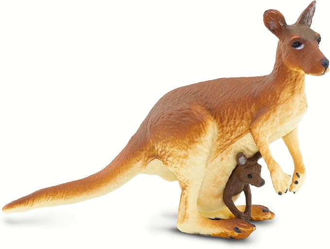 Safari Ltd. Kangaroo with Baby Figurine - Realistic 4" Hand-Painted Wildlife Toy - Educational Companion for Boys, Girls & Kids Ages 3+