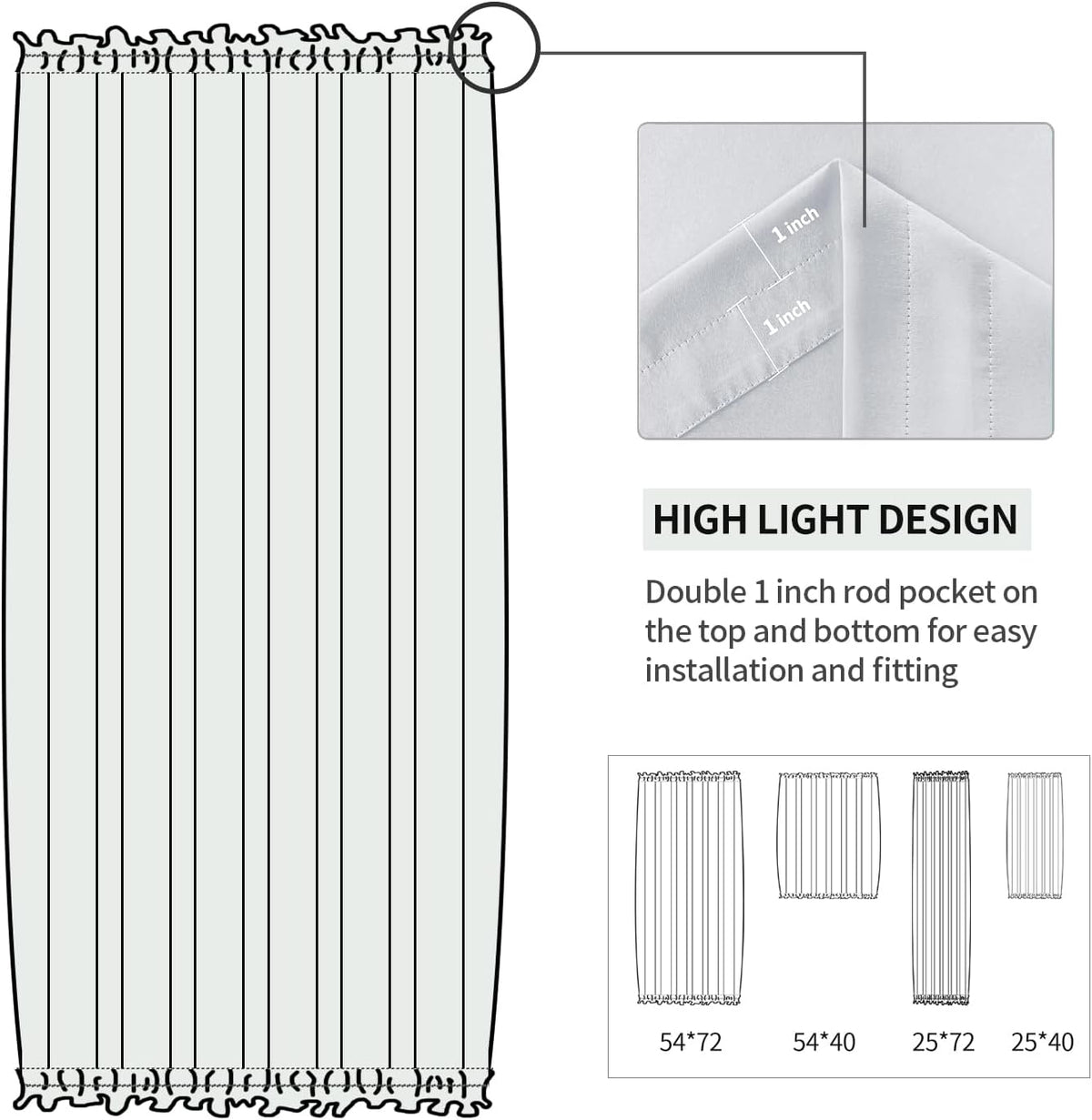 DWCN French Door Curtains – Rod Pocket Thermal Blackout Curtain for Doors with Glass Window, Kitchen and Patio Doors for Privacy, 54 X 72 Inches Long, 1 Curtain Panel with Tieback, Greyish White