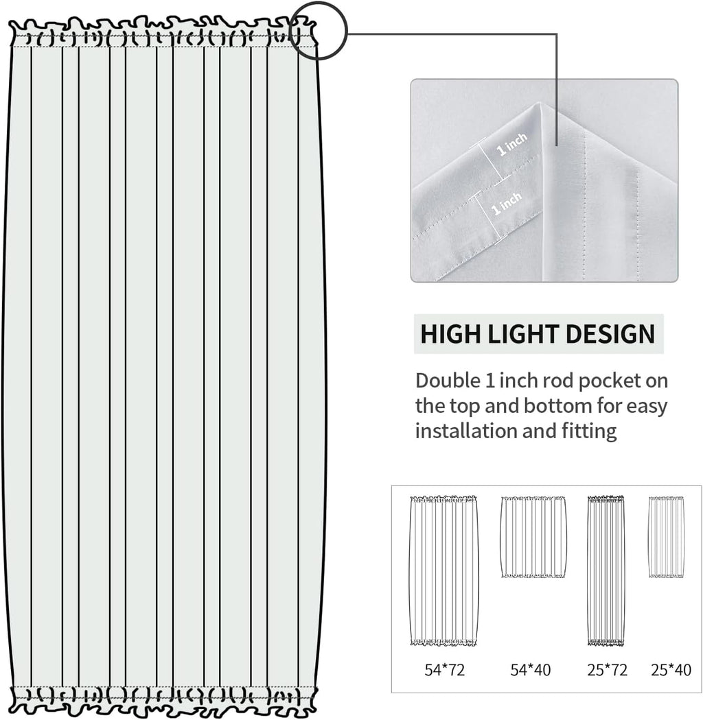 DWCN French Door Curtains – Rod Pocket Thermal Curtain for Doors with Glass Window, Kitchen and Patio Doors for Privacy, 23 X 72 Inches Long, 1 Curtain Panel with Tieback, Greyish White