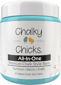 Chalky Chicks All-in-One Chalk Paint for Furniture or Cabinet - 16 Fl Oz - Matte Finish Aqua Bay (Aqua Blue) for Metal, Wood Furniture Paint - No Sanding All-in-One for Home Decor & Crafts, USA Made