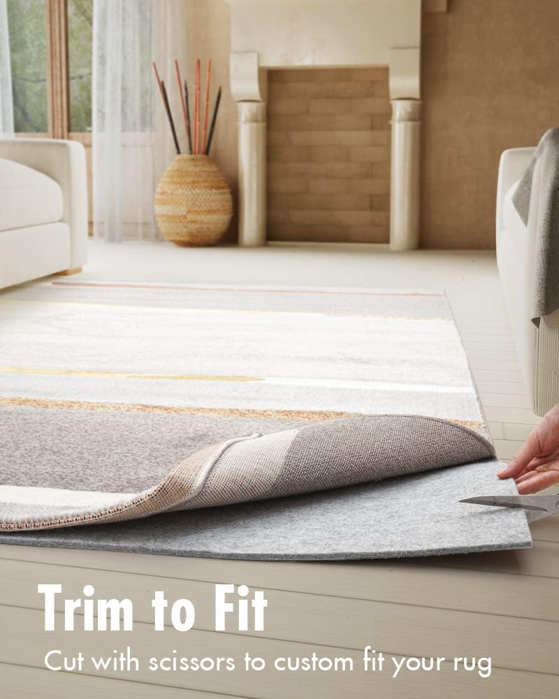Double-Sided Non Slip Rug Pad Gripper - 6x9 Feet 1/4” Thick Dual Surface Felt Under Rug for Area Rugs and Hardwood Floors,Super Cushioned Non Skid Carpet Padding