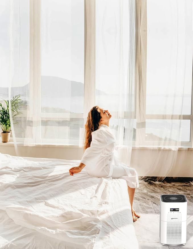 Air Purifiers for Home Large Room up to 3000 Sq Ft, CARD 400 m³/h+ Upgraded H14 Ture Hepa Air Filter, Air Purifier with Air Quality Monitor, 22dB Sleep Mode