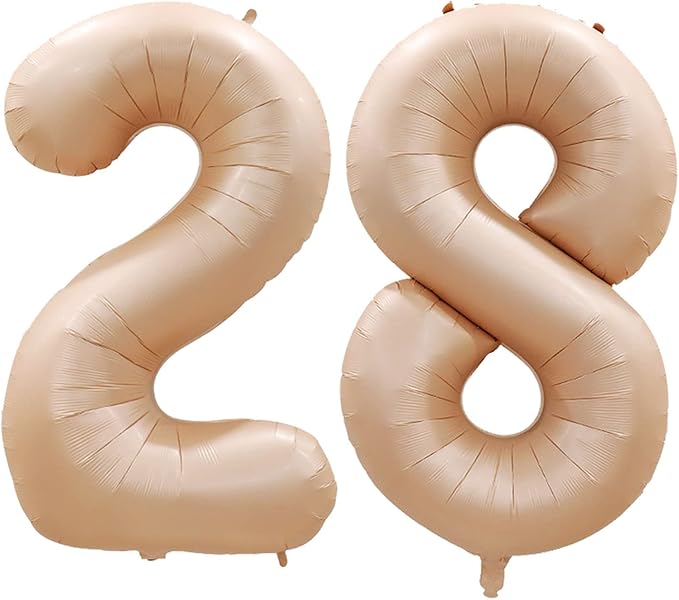 GOER Number 28 Balloons for 28th Birthday Party Decorations,42 Inch Jumbo Foil Helium 82 Balloons for 82nd Birthday Party Decoration (Caramel)