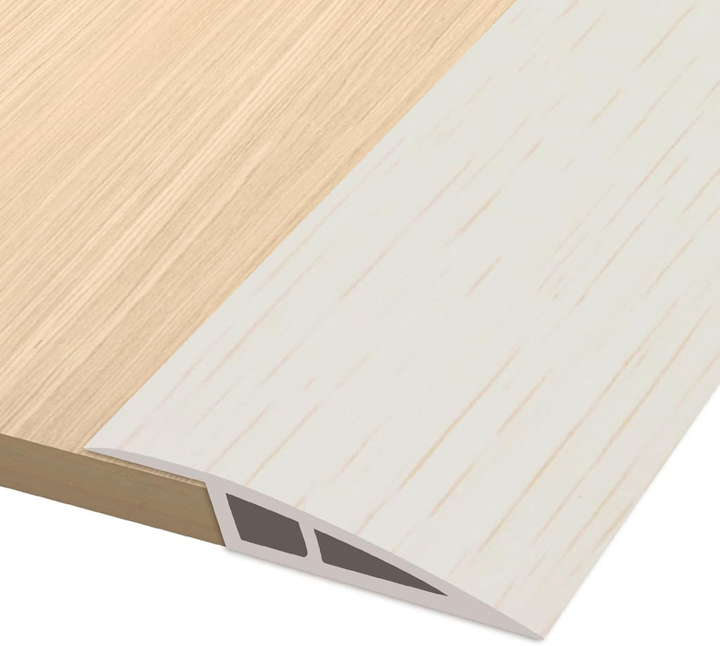 Vinyl Door Threshold Flooring Transition Strip Self Adhesive Carpet Edging Strip for Laminate Doorway Edge Threshold from 2/5" to 3/5" (Beige Wood Grain, 3.3 Ft)