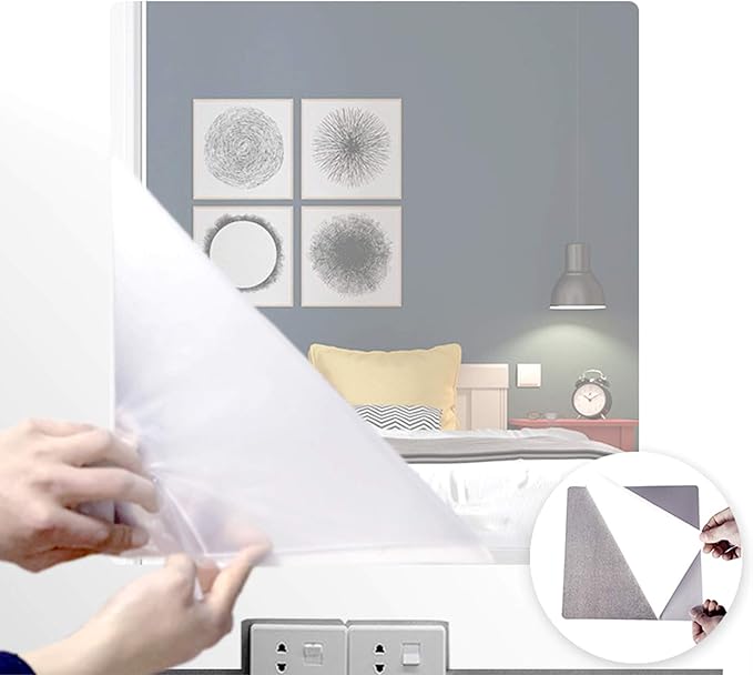 Acrylic Mirror Sheet Self Adhesive Wall Mounted Home Décor Non Glass Sticky Mirror Tile Thickness 0.08in (2mm) Square 8x8 inch 4 pcs