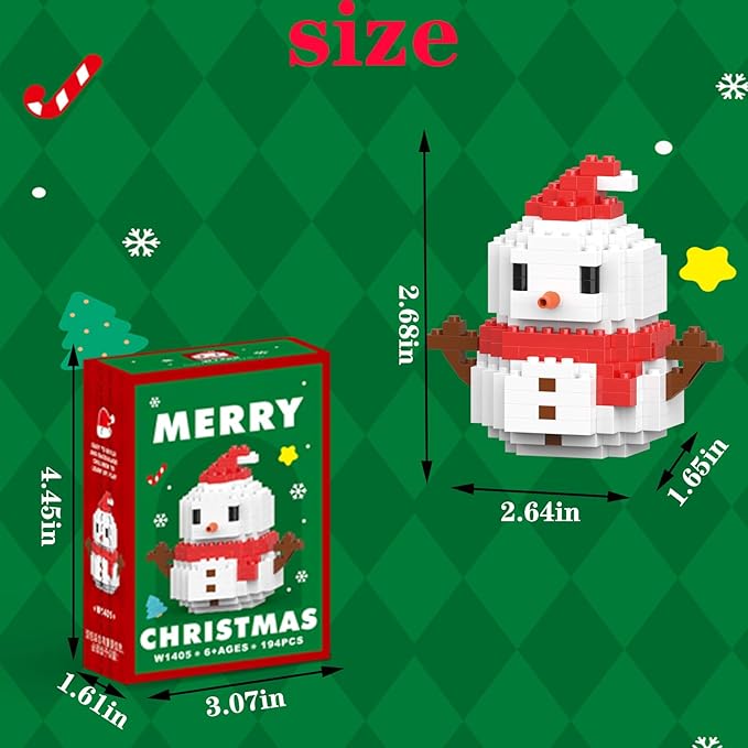 Christmas Red Snowman Building Blocks Set Compatible with Lego Advent Calendar 2025 Stacking New Toys Holiday Present Box New Year Xmas Gifts for Kids for Boys & Girls and Adults
