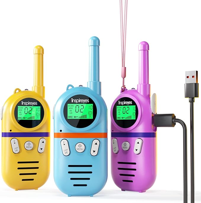 Walkie Talkies for Kids Rechargeable,Toys for Boys and Girls Ages 3-12, 3 Pack Long Range 2-Way Radios, Birthday Gifts,Christmas Stockings, Outdoor Play, Family Games, Hiking Camping Gear