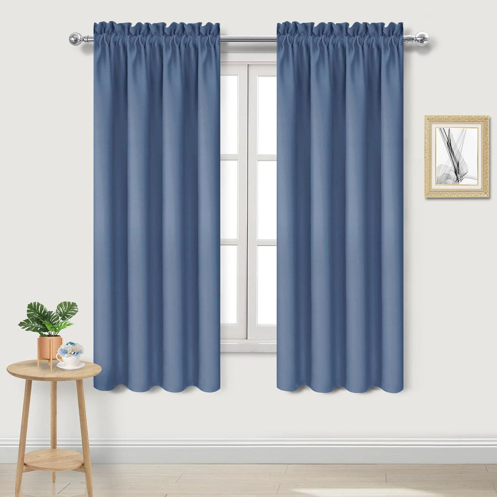 DWCN Blackout Curtains – Thermal Insulated, Energy Saving & Noise Reducing Bedroom and Living Room Curtains, Dusty Blue, W 42x L 72 Inch, Set of 2 Rod Pocket Curtain Panels
