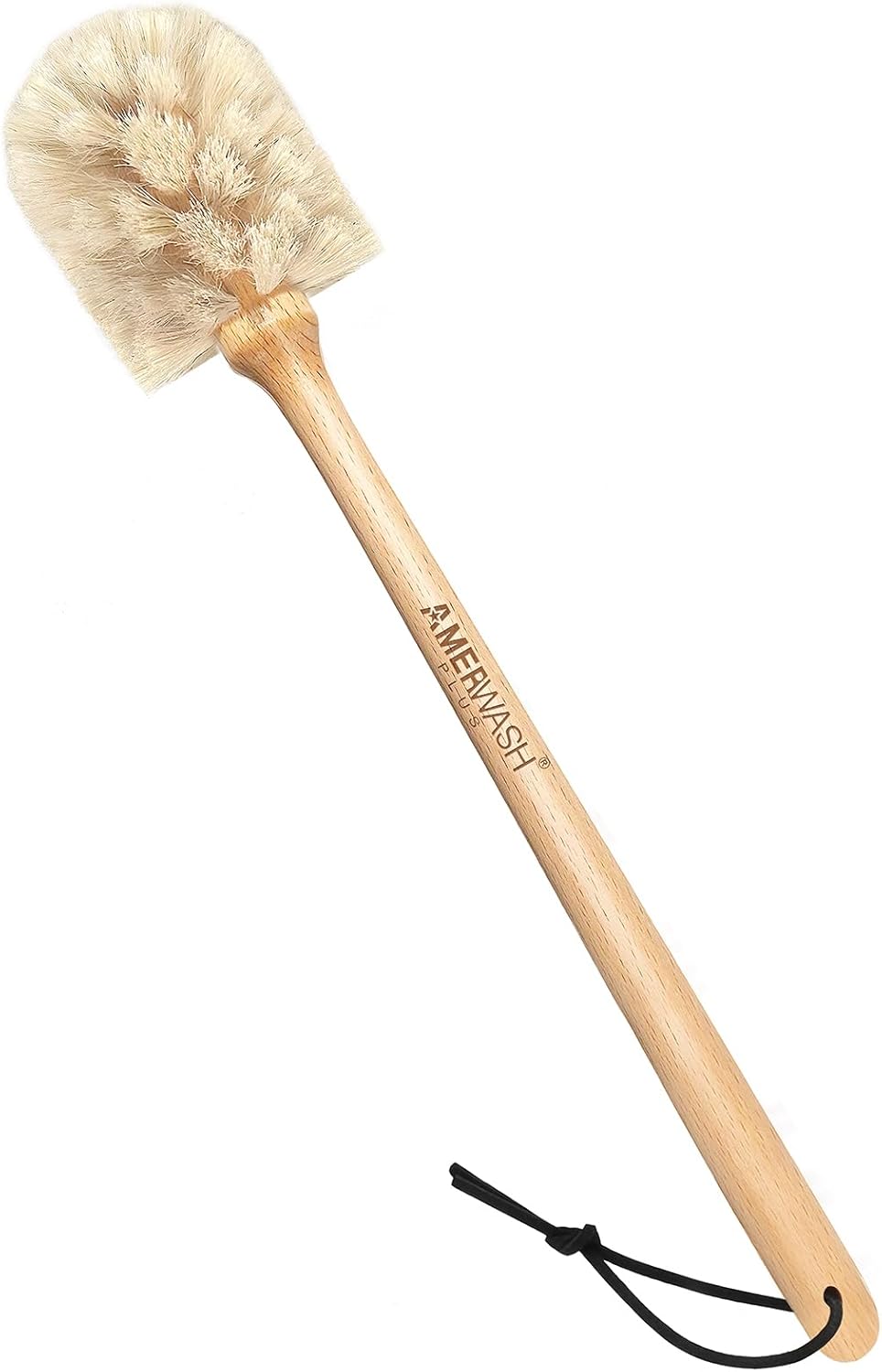 Bottle Brush Cleaner with Horsehair Bristles, 13-3/4 Inch Long Wood Handle Natural Cleaning Brush Cleans and Scrubs Wide Mouth Jars, Glasses, Vases, Mugs and Pitchers