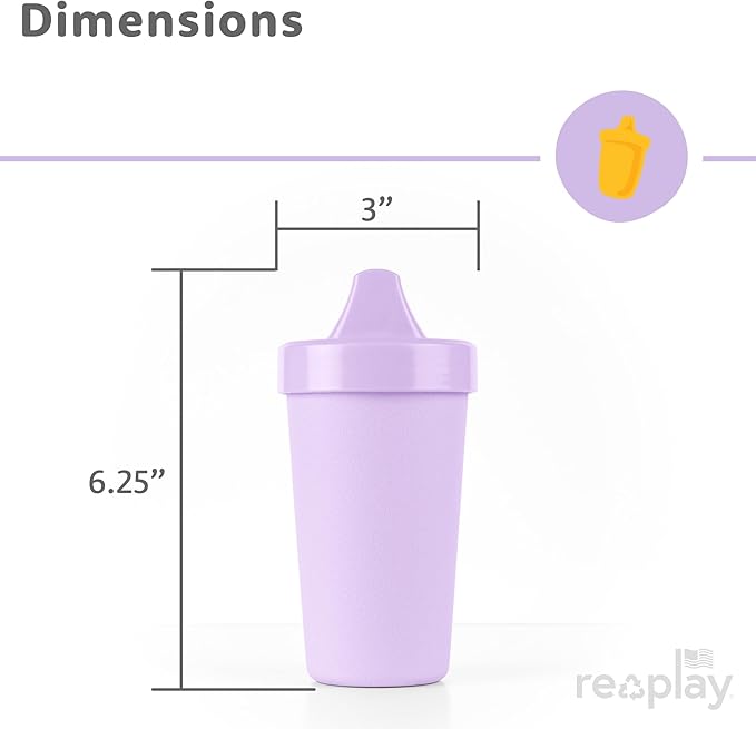Re-Play Sippy Cups for Toddlers - 10 Oz. Reusable Spill Proof Cups for Kids, Dishwasher/Microwave Safe - Made in USA - Set of 6-3.13" x 6.25" - Fairytale