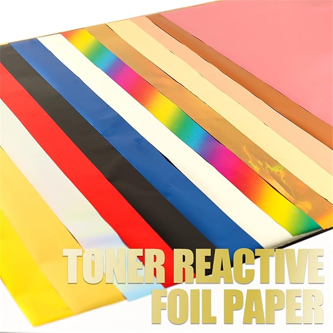 Briartw 20x29cm Hot Foil Paper 50 Sheets Pack Toner Reactive Foil Hot Stamping Foil Paper by Laser Printer and Laminator for Scrapbooking Craft Cardmaking DIY Album (Black, 50 Sheets)