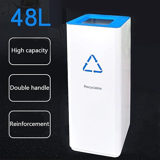 GLigeT Outdoor Trash can White Combined Trash Can Large-Capacity Square Sorting Trash Can Outdoor Direct Throw Trash Can Without Cover, Anti-Fingerprint Technology 48L Trash Can (Size : B)