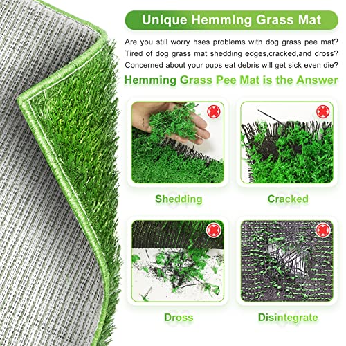 Hompet Dog Grass Pad with Tray Large, 2 Pcs Artificial Grass Training Pads with Pee Baffle Patch Puppy Turf Potty for Indoor and Outdoor Use, Ideal for Small and Medium Dogs (30"×20") - size: 30" x 20" (2 Replacement Mats)