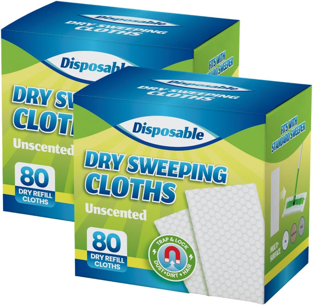 Dry Sweeping Cloths Disposable Mop Refills Floor Dust Mop Pad, Floor Cloth Refills for Swiffer Standard Sweeper, Pack of 160