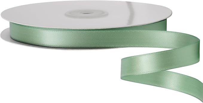 LIUYAXI Sage Green Satin Ribbon, Double Faced 1/2" X Continuous 25 Yards Ribbons Perfect for Gift Wrapping Bows Bouquet Wedding Craft and More