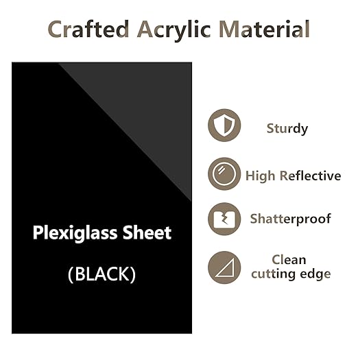 Egofine 8" x 10" Black Plexiglass Sheets 6 Pack 0.04 Inch Cast Acrylic Sheet Thick for DIY Craft Projects, Painting, Photography, Sign, Display Stand, Home Decor, Easy to Cut