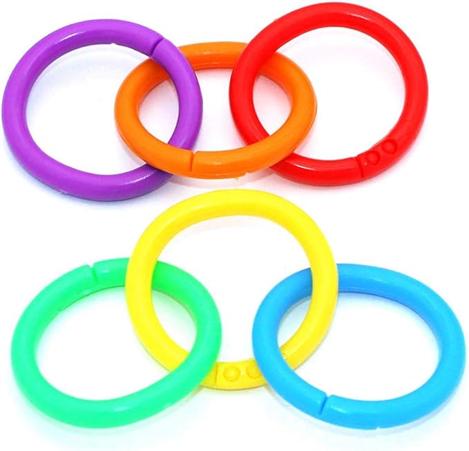 Haploon 175-Pack 1.1" Plastic Binder Clips Plastic Loose Leaf Rings Multi-Color Loose-Leaf Book Rings for School/Office, Swatches & Document Organization (7 Colors)