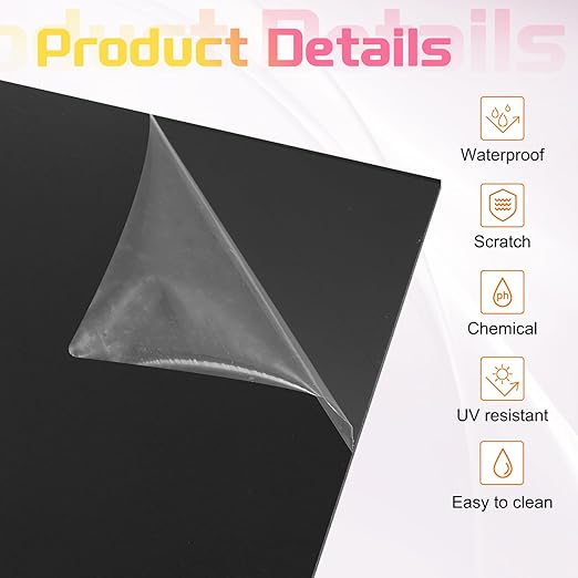 uxcell 4Pcs Acrylic Sheets 8x8 Inch Acrylic Panel 1/8 Inch-3mm Plastic Board for Picture Frames Sign Holders DIY Display Projects Craft, Clear Black