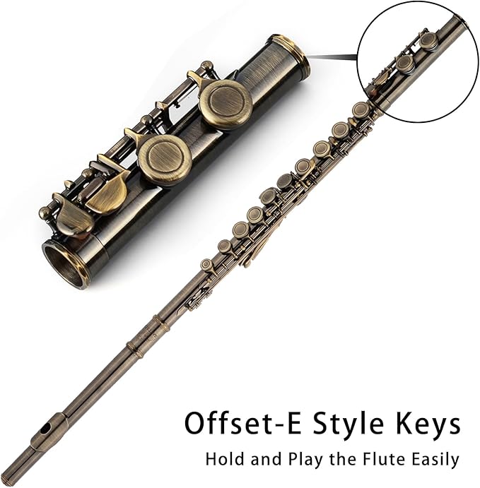 EASTROCK Closed Hole Flutes C 16 Key for Beginner, Kids, Student -Antique Flute with Case Stand and Cleaning kit