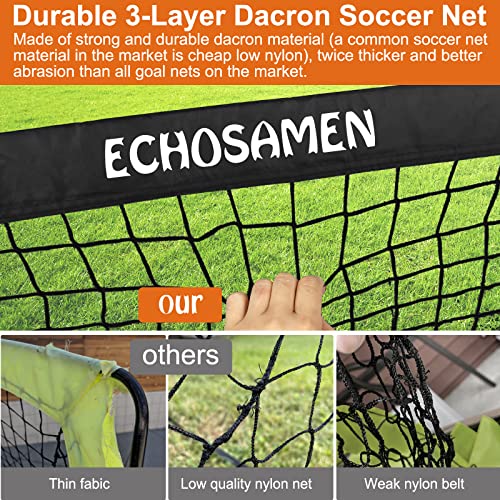 Kids Soccer Goals for Backyard, 2 of 6 x 4 ft Kids Soccer Goal Set Soccer Net with 10 Soccer Cones, Agility Ladder & Carry Bag, Portable Soccer Training Equipment. - color: Yellow