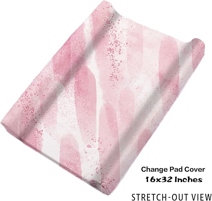 Personalized Baby Crib Bedding Set for Baby Girls, Pink Elephant Design Custom Name Baby Crib Sets 5-Pcs, Toddler Double Layer Blanket Fitted Sheets Changing Pad Cover Rug Wall Art Set