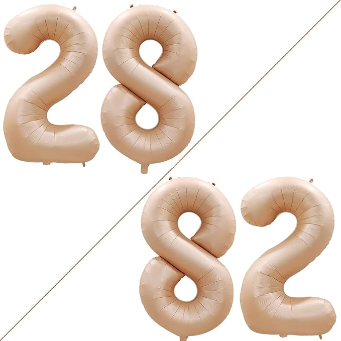 GOER Number 28 Balloons for 28th Birthday Party Decorations,42 Inch Jumbo Foil Helium 82 Balloons for 82nd Birthday Party Decoration (Caramel)