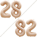GOER Number 28 Balloons for 28th Birthday Party Decorations,42 Inch Jumbo Foil Helium 82 Balloons for 82nd Birthday Party Decoration (Caramel)