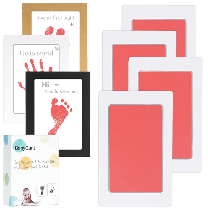 Inkless Baby Hand and Footprint Kit,Clean-Touch Ink Pad Kit,Safe No Mess Printing Infant Hand Foot Stamp,4 Pack Newborn Inkless Print Pads Best Keepsake or Gifts for Family