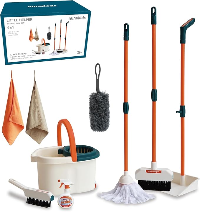 Toddler Cleaning Set - Realistic Cleaning Set for Toddlers 1-3 - Engaging Kids Broom and Dustpan Set - Safe Toddler Broom and Cleaning Set Toys - Perfect Kids Mop and Broom Set