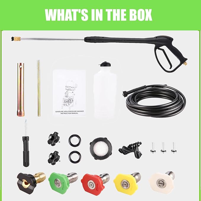 4200 PSI Gas Pressure Washer, 4.0 Max GPM 212CC 7HP Commercial Gas Power Washer, Spray Gun and Wand, 5 Nozzle Set, for Cars/Fences/Driveways/Homes/Patios/Furniture