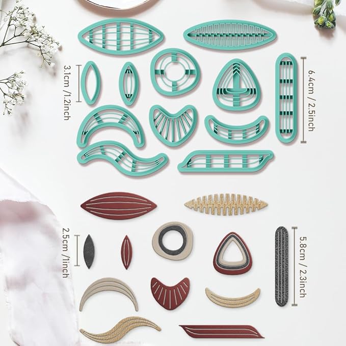 Polymer Clay Cutters - 12 Shapes Leather Twisting Jewelry Earrings Cutter, Polymer Clay Cutters for Jewelry, Earring Making Kit with Storage Box